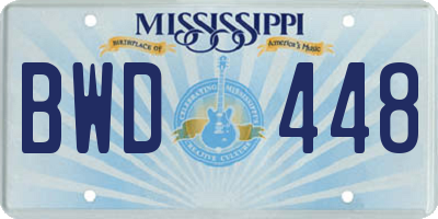 MS license plate BWD448