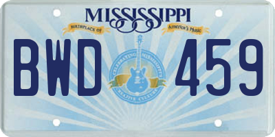 MS license plate BWD459