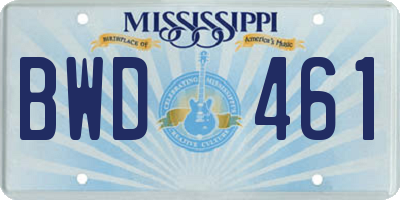 MS license plate BWD461