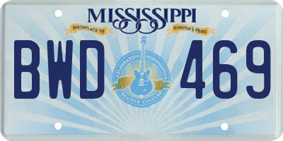 MS license plate BWD469