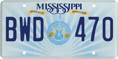 MS license plate BWD470