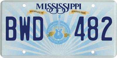 MS license plate BWD482
