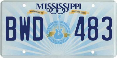 MS license plate BWD483