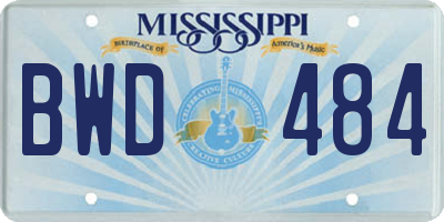 MS license plate BWD484