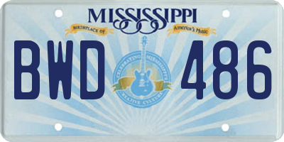 MS license plate BWD486