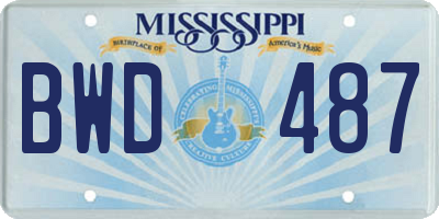MS license plate BWD487