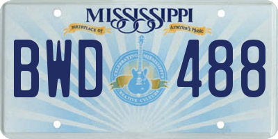 MS license plate BWD488