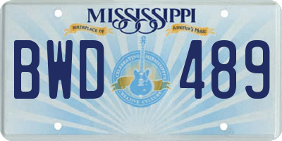MS license plate BWD489