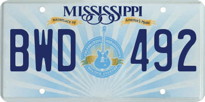 MS license plate BWD492