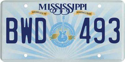 MS license plate BWD493