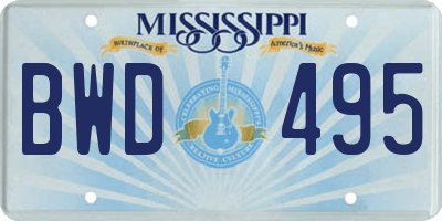 MS license plate BWD495