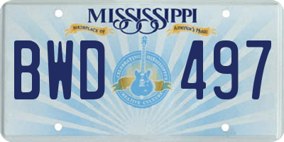 MS license plate BWD497