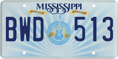MS license plate BWD513