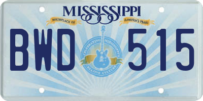 MS license plate BWD515