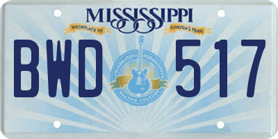 MS license plate BWD517