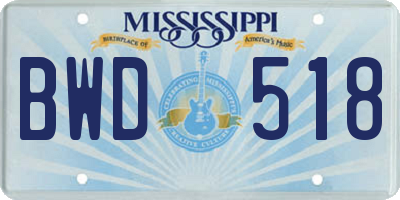 MS license plate BWD518