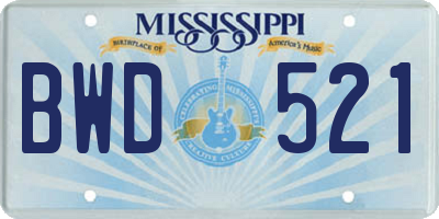 MS license plate BWD521