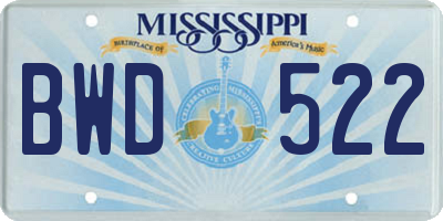 MS license plate BWD522