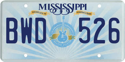 MS license plate BWD526