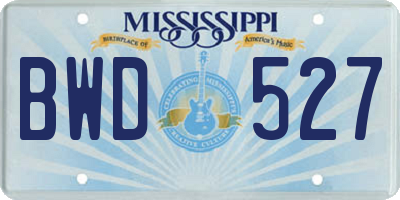 MS license plate BWD527
