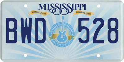 MS license plate BWD528