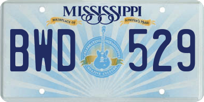 MS license plate BWD529