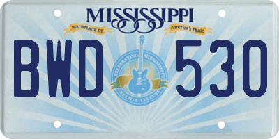 MS license plate BWD530