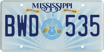 MS license plate BWD535
