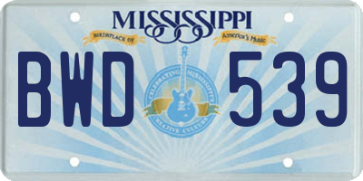 MS license plate BWD539