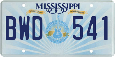 MS license plate BWD541