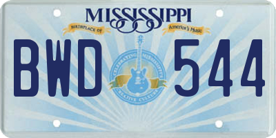 MS license plate BWD544