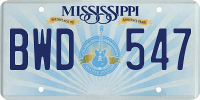 MS license plate BWD547