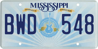 MS license plate BWD548