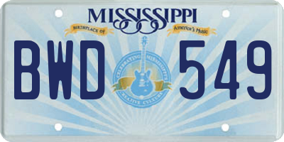 MS license plate BWD549