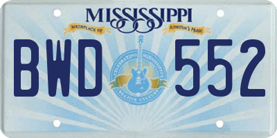 MS license plate BWD552