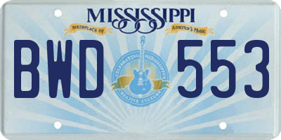 MS license plate BWD553