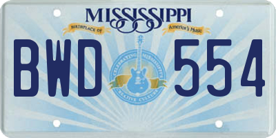 MS license plate BWD554