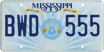 MS license plate BWD555