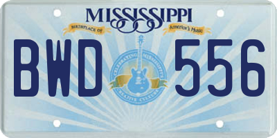 MS license plate BWD556
