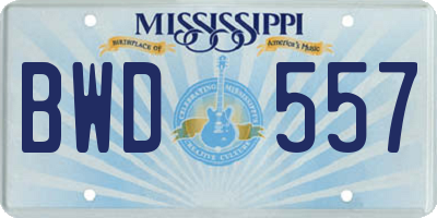 MS license plate BWD557