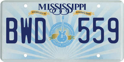 MS license plate BWD559