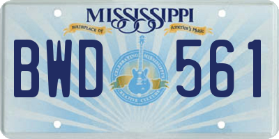 MS license plate BWD561