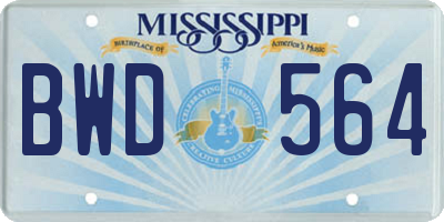 MS license plate BWD564