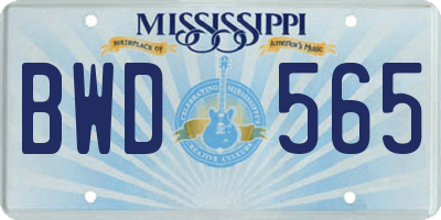 MS license plate BWD565