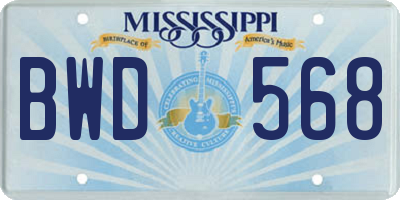 MS license plate BWD568