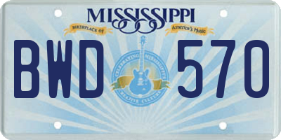 MS license plate BWD570