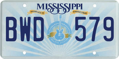 MS license plate BWD579