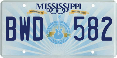 MS license plate BWD582