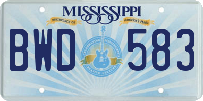 MS license plate BWD583