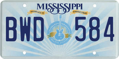 MS license plate BWD584